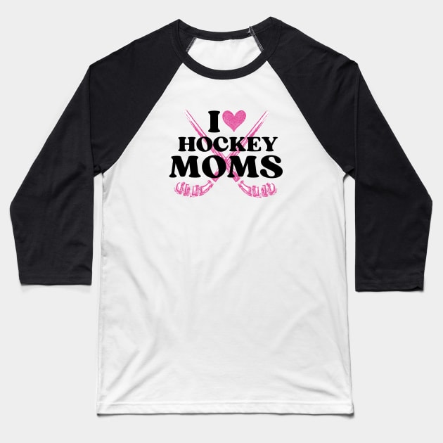 I Heart Hockey Moms White Baseball T-Shirt by Illustradise